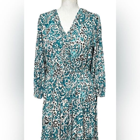 Chico’s Braid Detail Paisley Midi Dress Size 1 - Picture 2 of 7